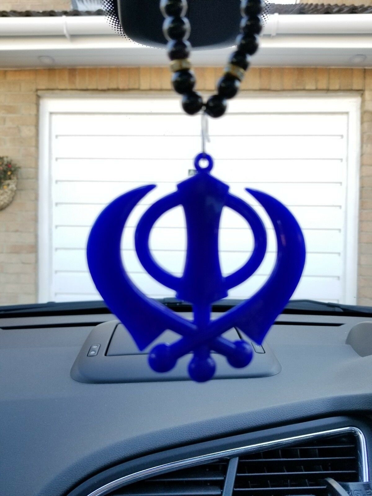 Singh kaur punjabi sikh blue khanda pendant car rear mirror hanging mala a3