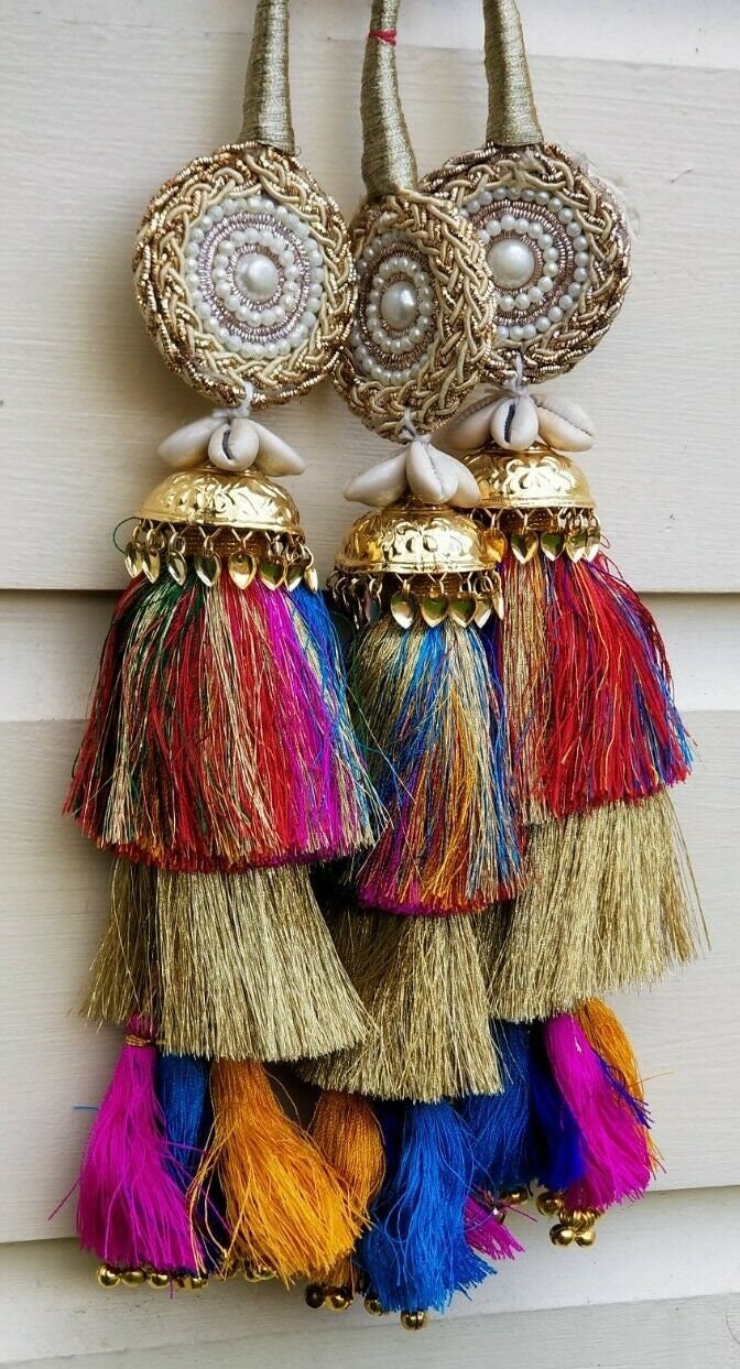 Indian punjabi pranda mehndi jagoo mirror bridal patiala paranda hair braid rrr6