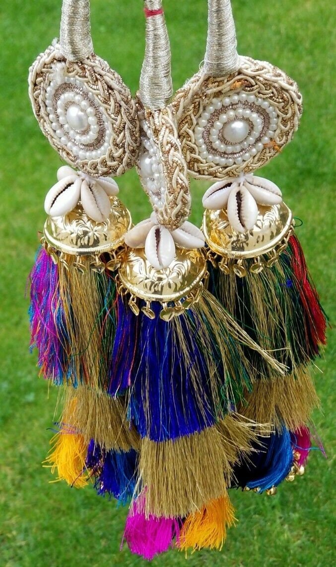 Indian punjabi pranda mehndi jagoo mirror bridal patiala paranda hair braid rrr6