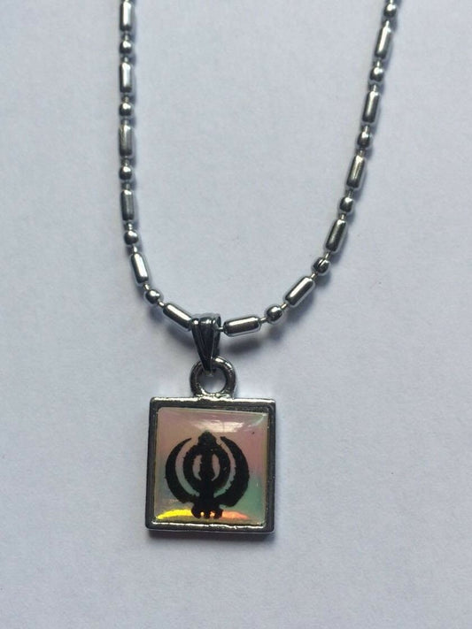 Small punjabi sikh singh khanda square pendant in stunning chain necklace k1