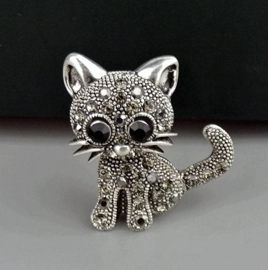 Mothers day cat brooch vintage look celebrity broach silver plated pin ggg93 new