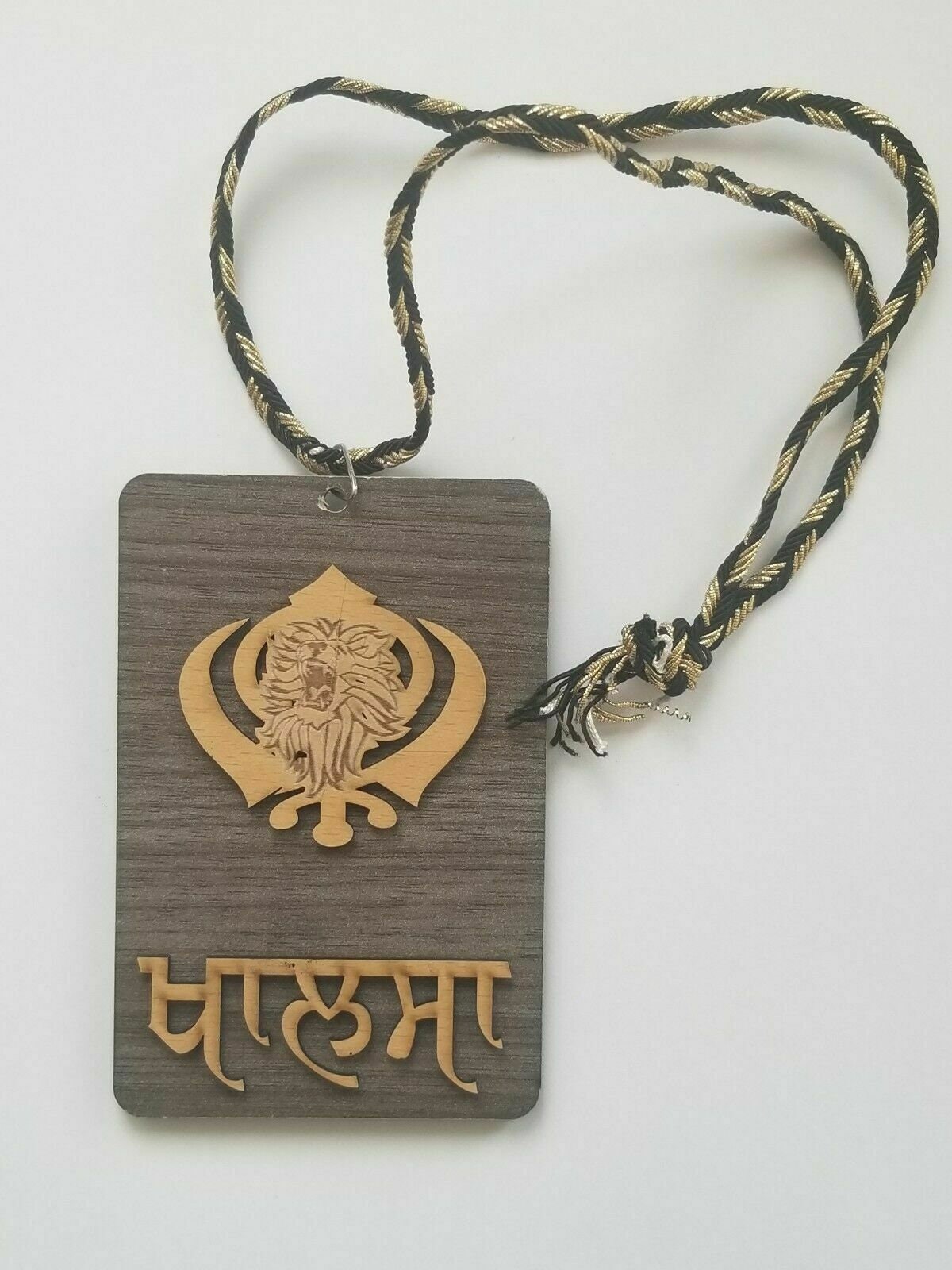 Punjabi sikh wooden lion khanda khalsa singh kaur pendant car mirror hanger aaa4
