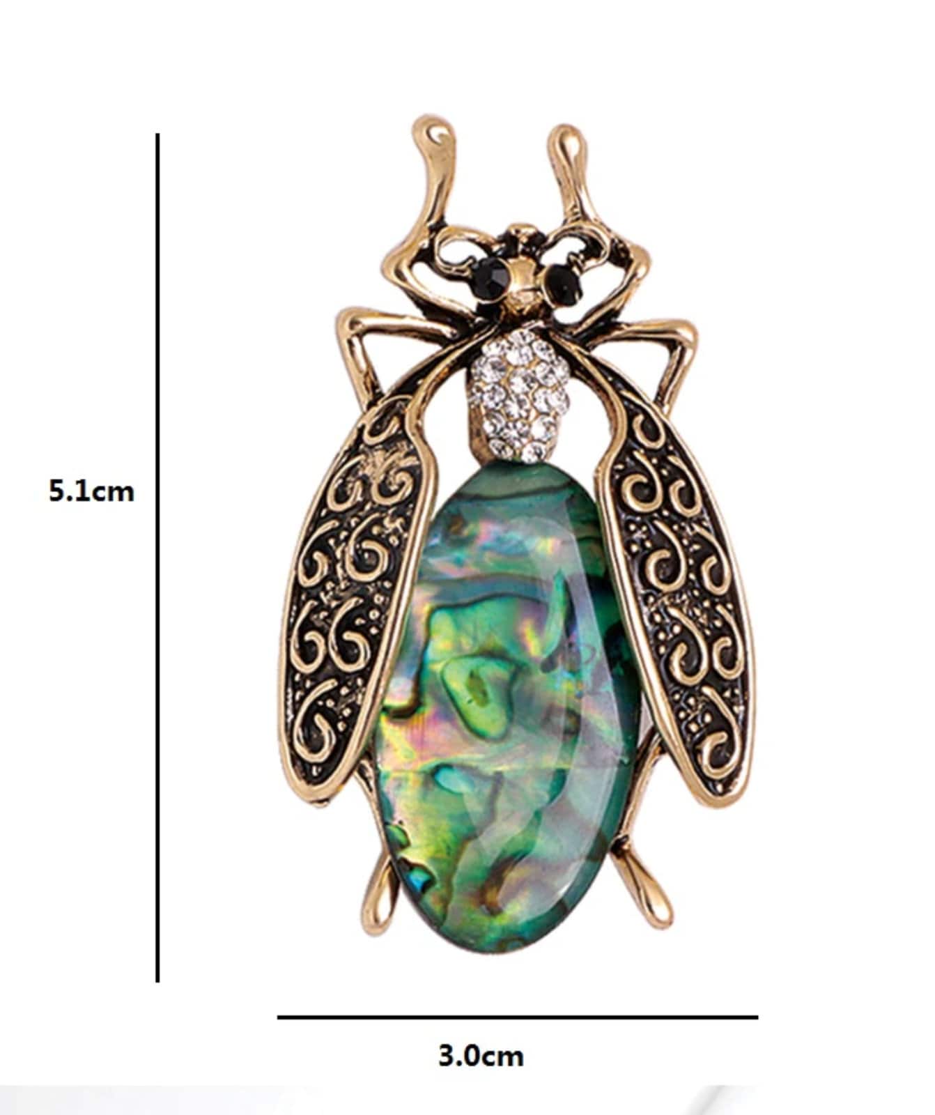 Insect beetle brooch vintage look gold plated suit coat broach collar pin jjj22
