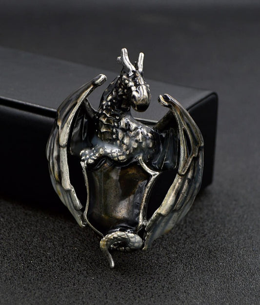 Stunning dragon shell retro vintage look silver plated royal princess design g13