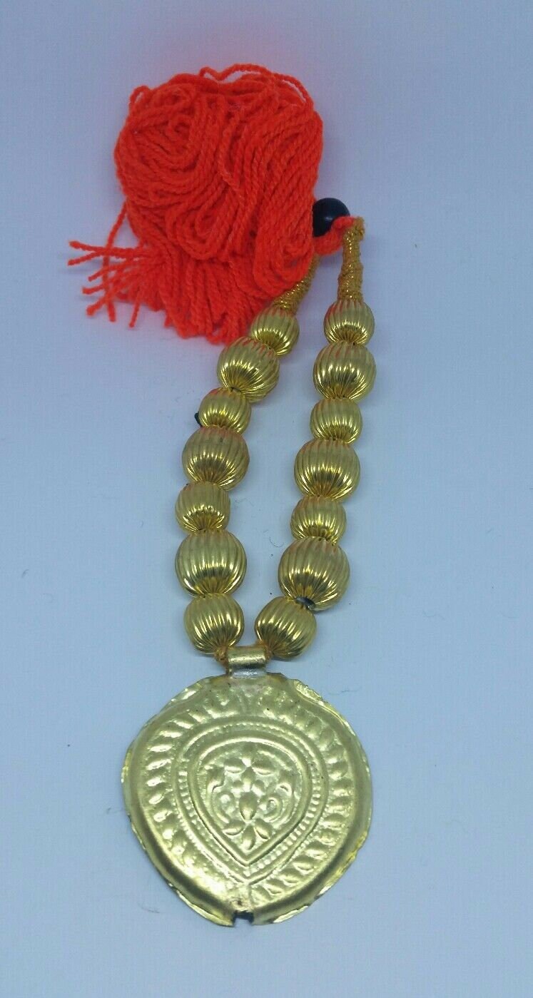 Punjabi folk cultural bhangra gidha kaintha pendant orange thread necklace z6