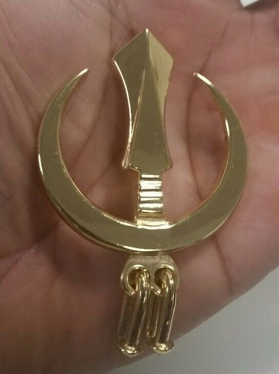 Stunning gold plated sikh large chand tora brooch steel pin singh turban patka