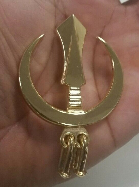 Stunning gold plated sikh large chand tora brooch steel pin singh turban patka