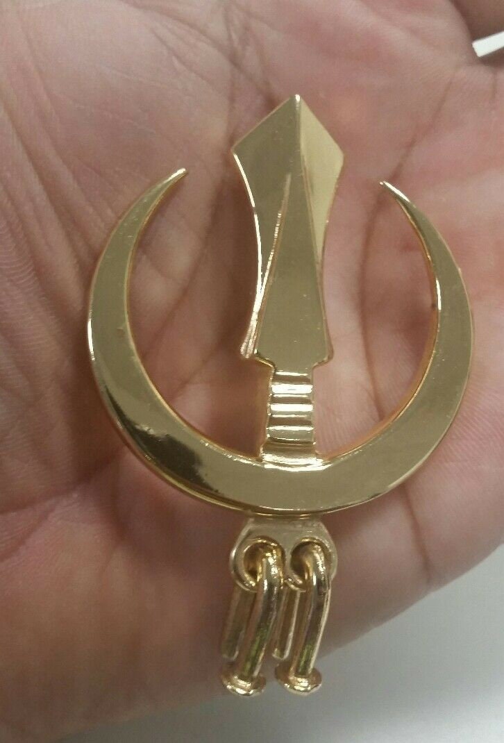 Stunning gold plated sikh large chand tora brooch steel pin singh turban patka