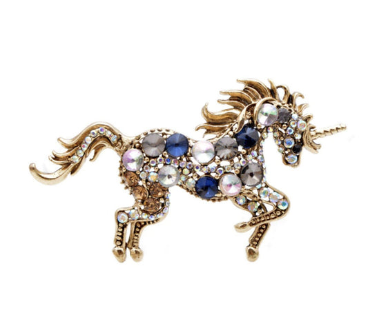 Stunning vintage look gold plated unicorn horse celebrity brooch broach pin gg44