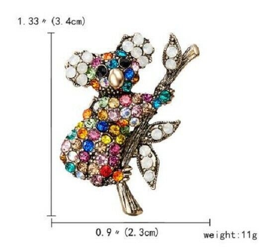 Stunning diamonte gold plated vintage look panda christmas brooch cake pin s10