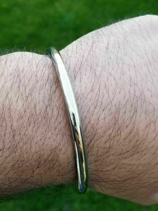 Stainless steel smooth brass line sikh singh kaur khalsa kara kada bracelet q9