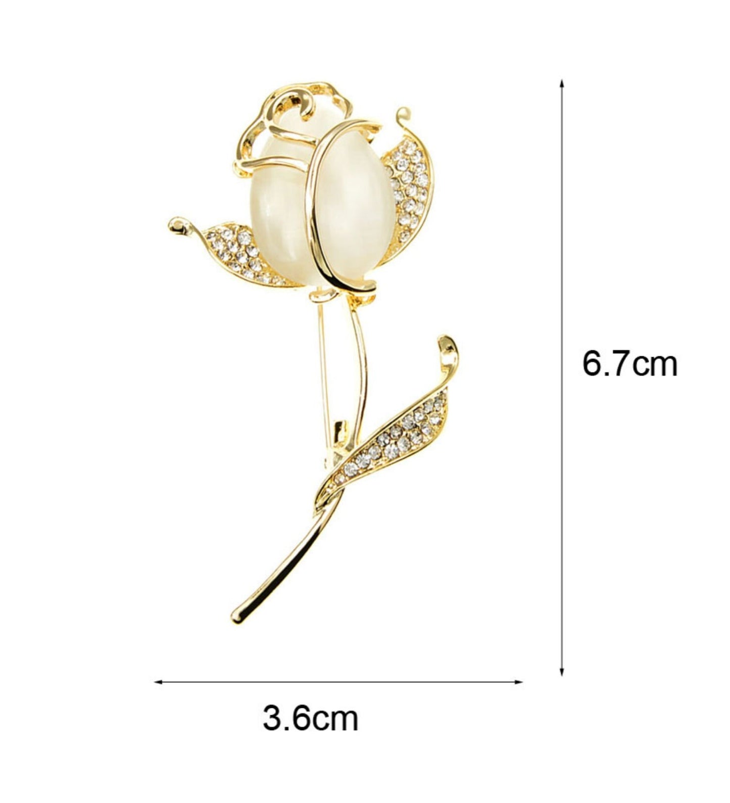 Valentine rose tulip brooch vintage look celebrity broach gold plated pin ggg87