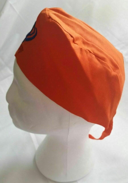 Sikh punjabi kesari orange adult patka pathka khanda bandana head wrap gear