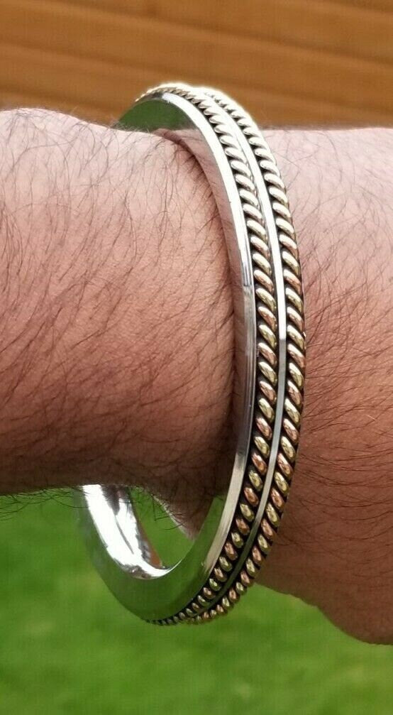 Stainless steel kara sikh twisted copper brass collar kada singh kaur bangle b12