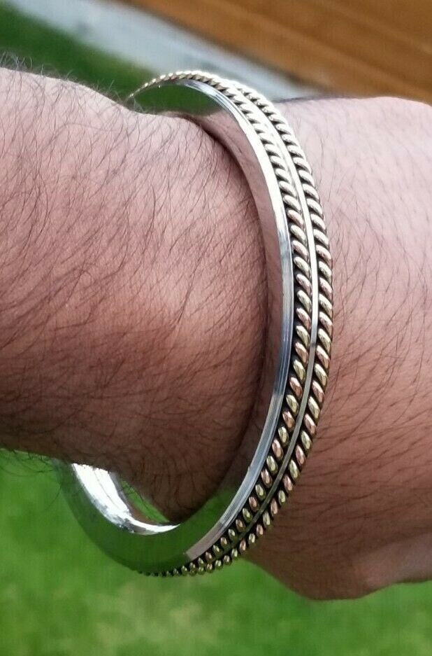 Stainless steel kara sikh twisted copper brass collar kada singh kaur bangle b12