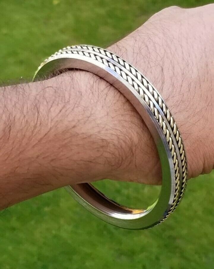 Sikh kara stainless steel twisted brassedge flat kada singh kaur karra bangle f9