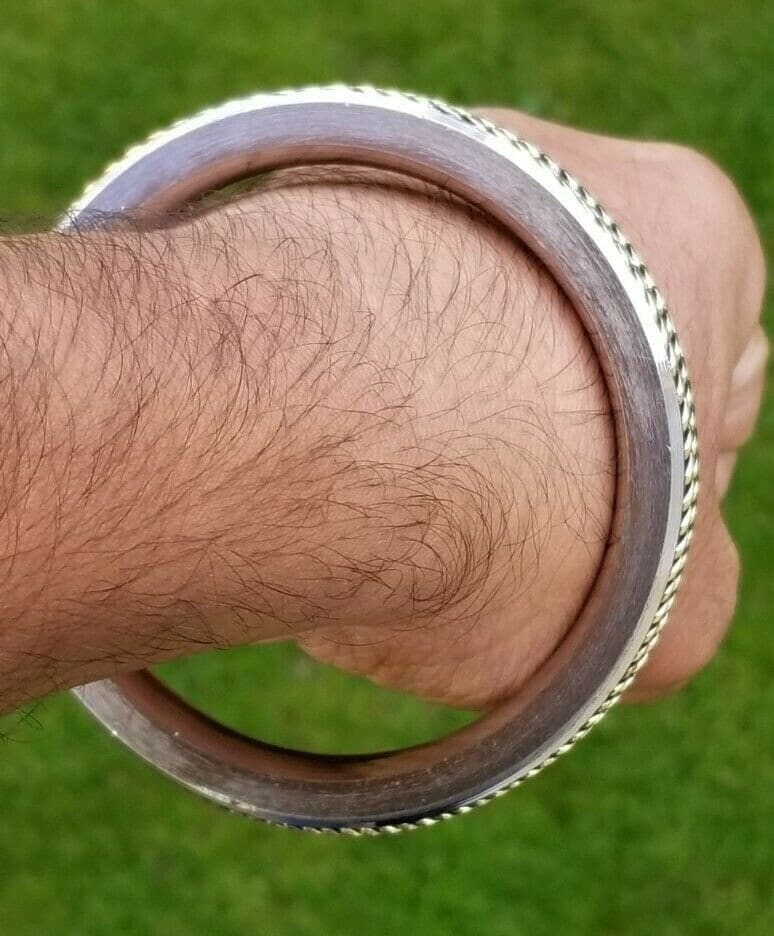 Sikh kara stainless steel twisted brassedge flat kada singh kaur karra bangle f9