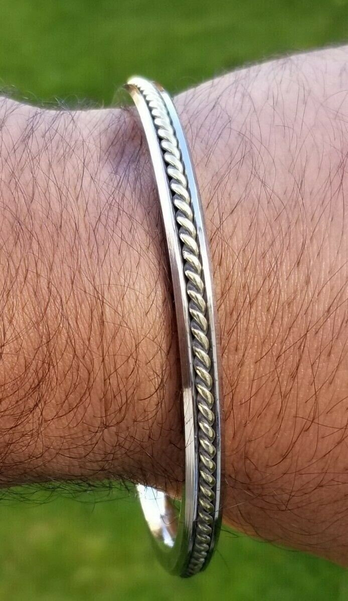 Sikh kara stainless steel twisted brassedge flat kada singh kaur karra bangle w2