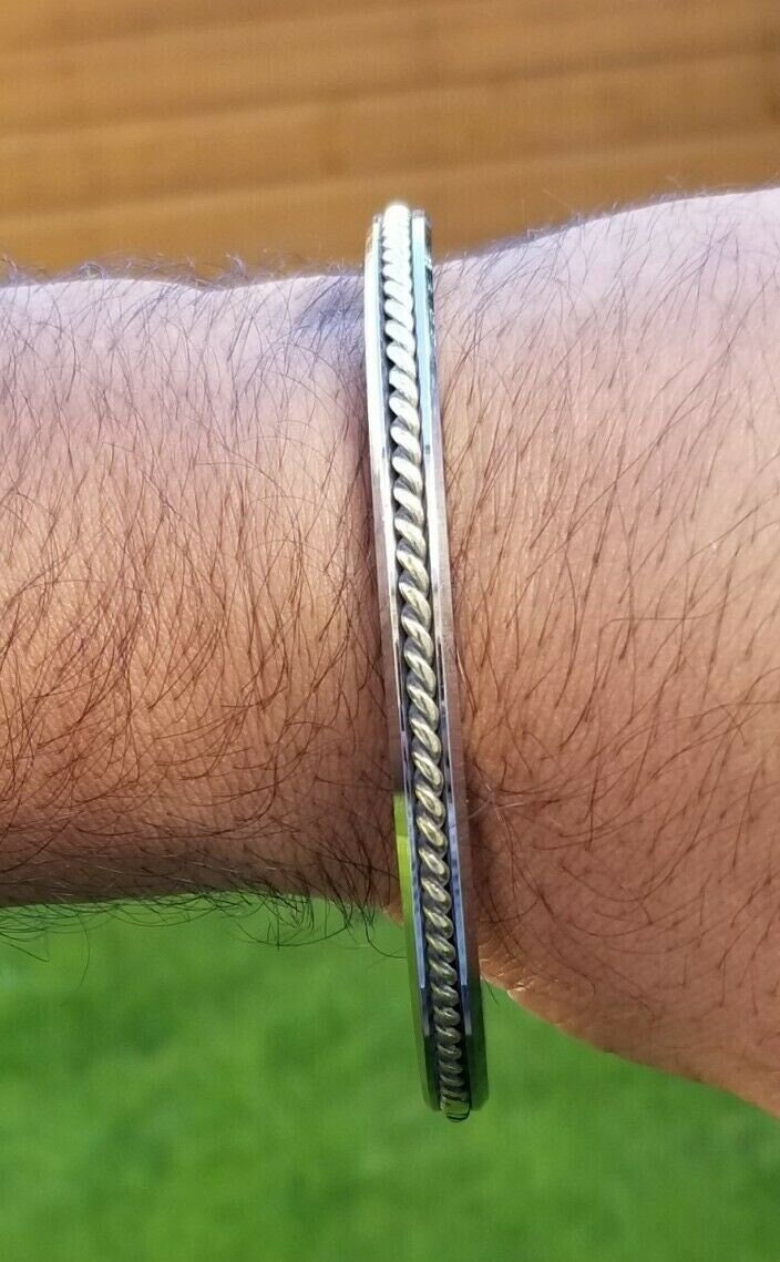 Sikh kara stainless steel twisted brassedge flat kada singh kaur karra bangle w2