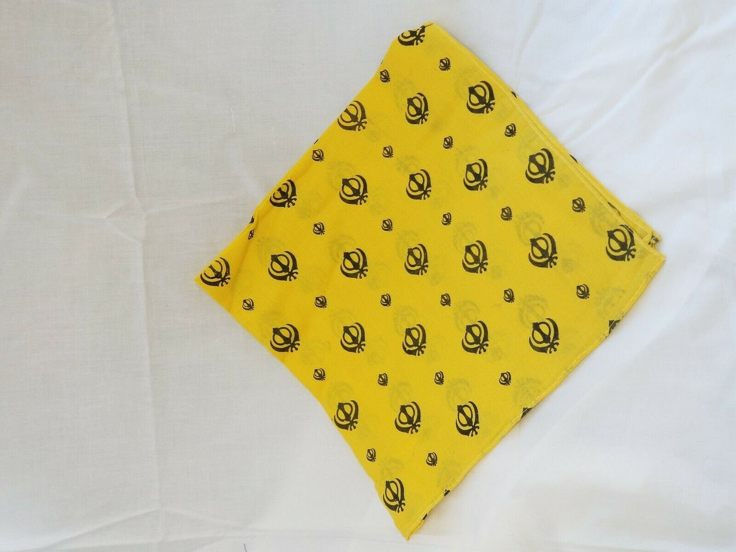 Sikh punjabi singh kaur yellow khalsa khandas bandana head wrap gear rumal za1