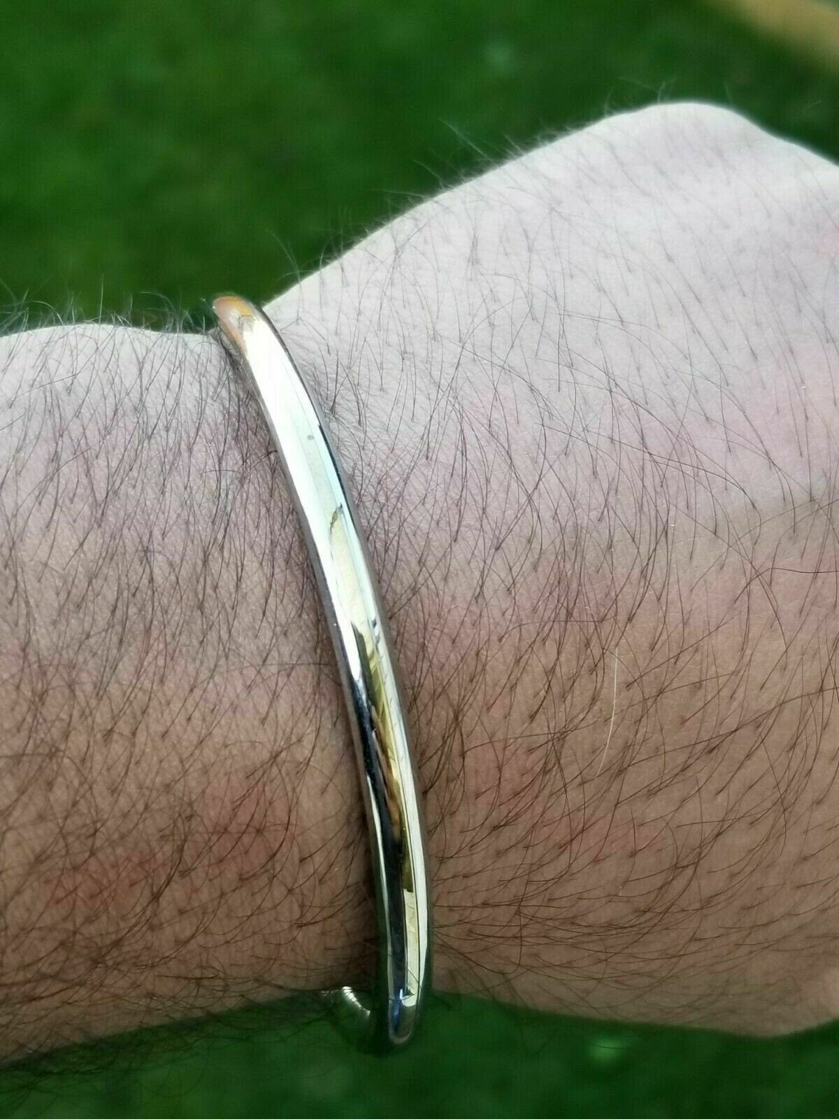 Stainless steel smooth brass line sikh singh kaur khalsa kara kada bracelet q9