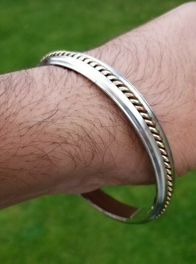 Sikh kara stainless steel twisted brass copper rope kada singh kaur bangle aa7