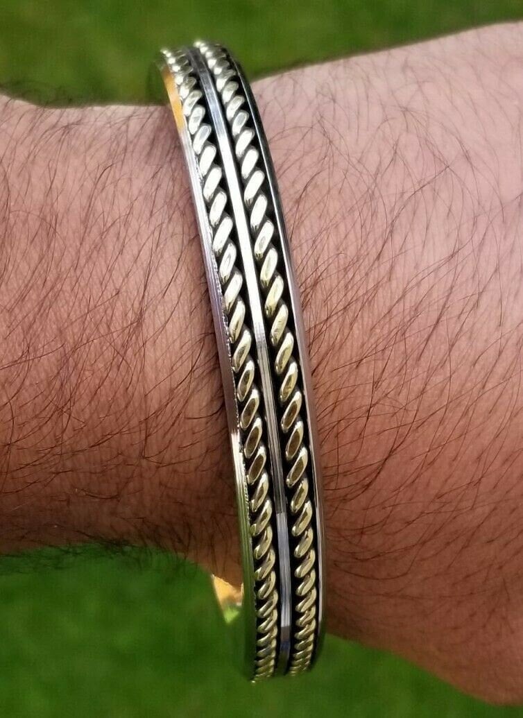 Sikh kara stainless steel twisted brassedge flat kada singh kaur karra bangle f9