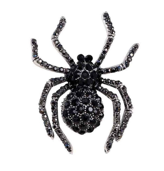 Black widow spider brooch vintage look silver plated suit coat broach pin zy2