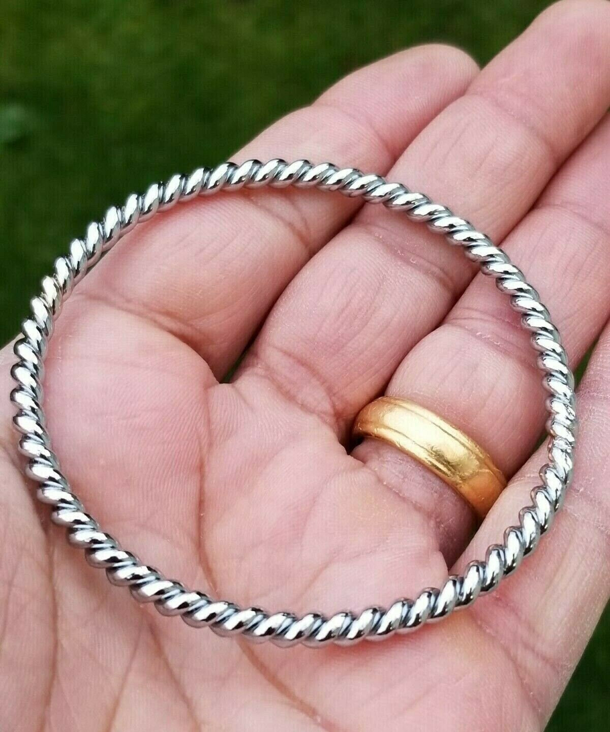 Twisted rope bangle steel sikh singh kaur khalsa kara punjabi kada bracelet h14