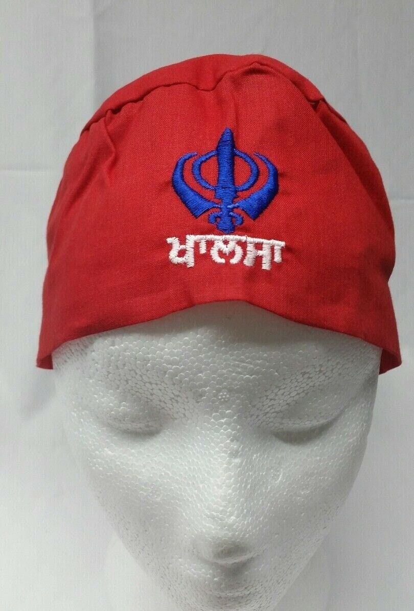 Red colour baby patka sikh punjabi turban keski singh khanda bandana head wrap