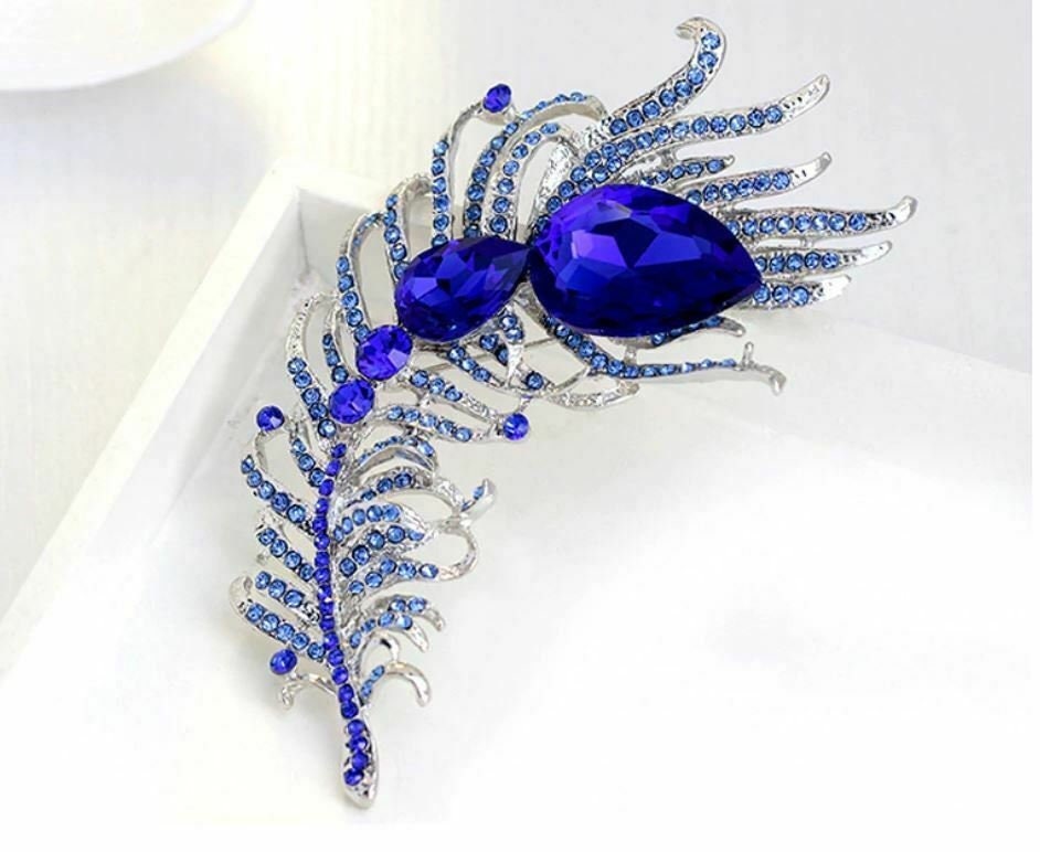 Stunning vintage look silver plated retro feather celebrity brooch broach pin ff