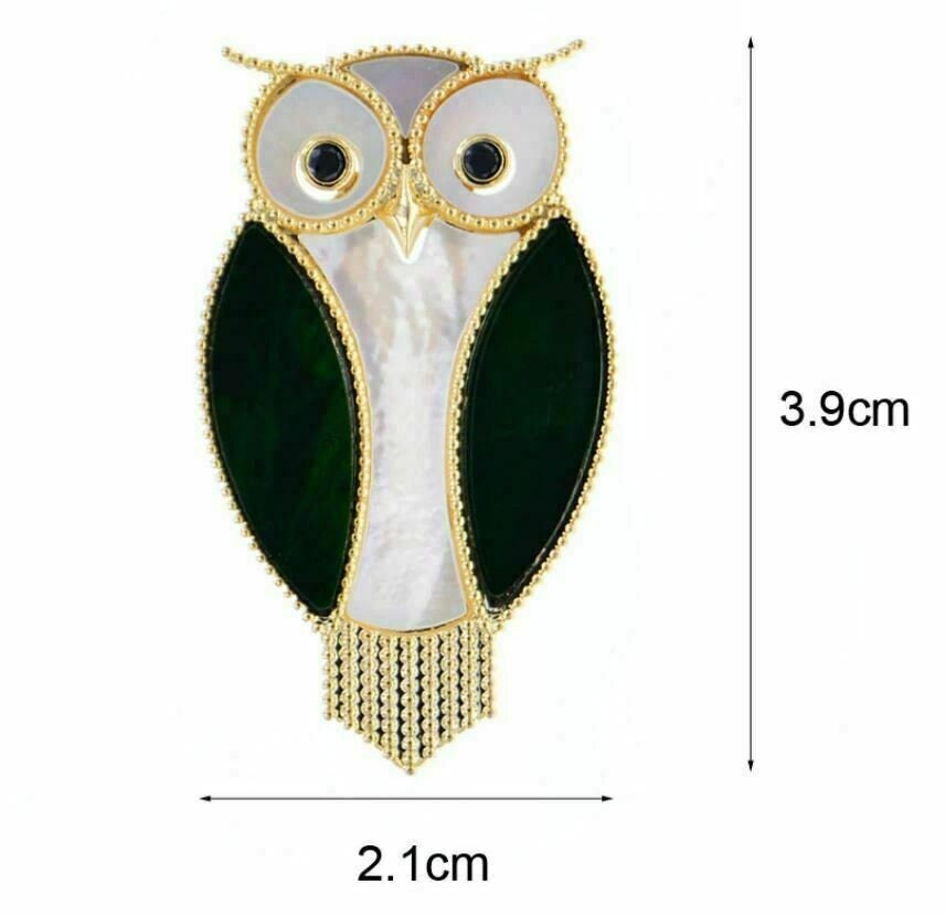 Vintage look gold plated stunning owl brooch suit coat broach collar pin b49j