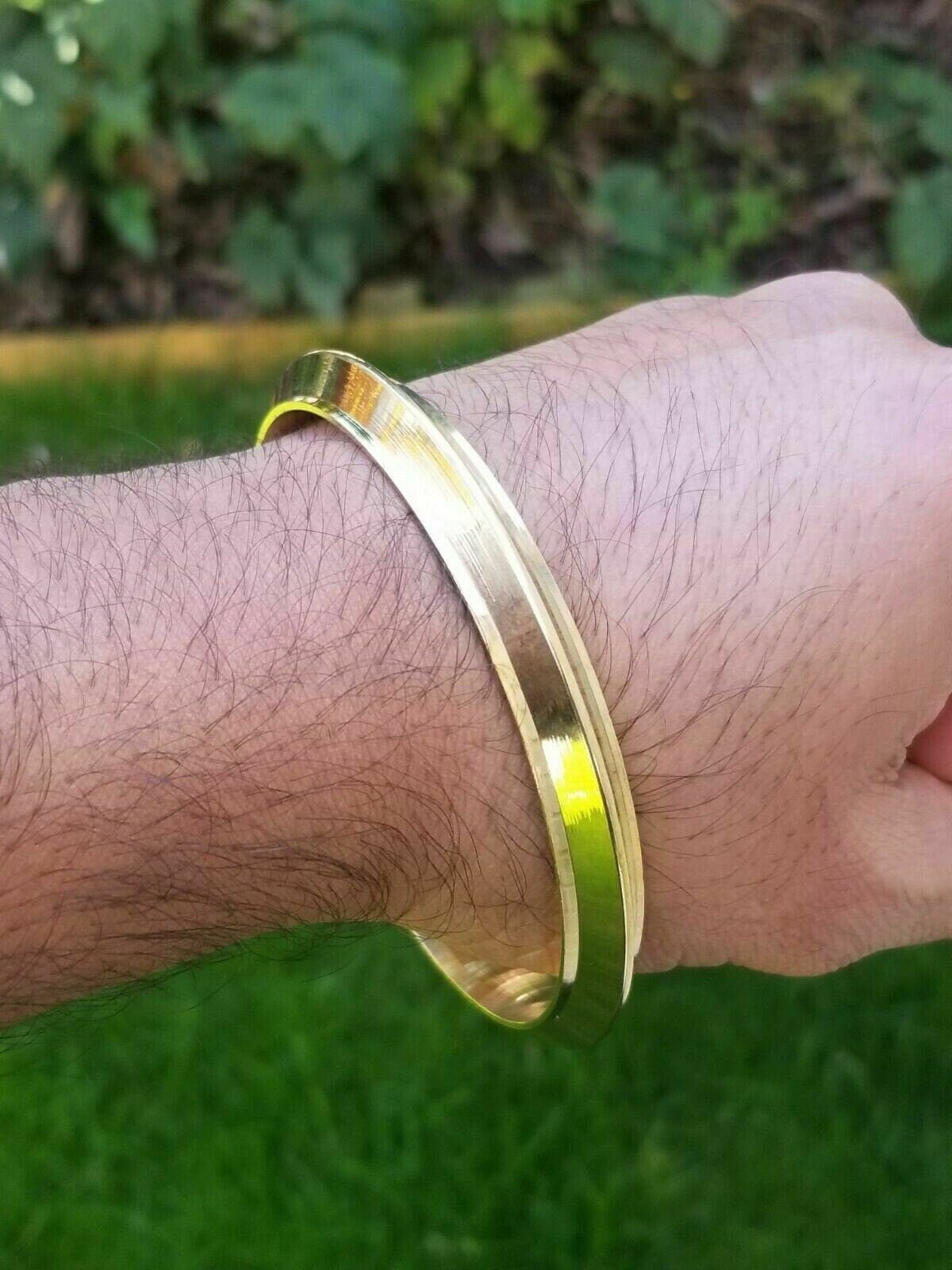 Brass Kara One Edge Gold Look Sikh Singh Bangle Kaur Khalsa kada bracelet L4 New