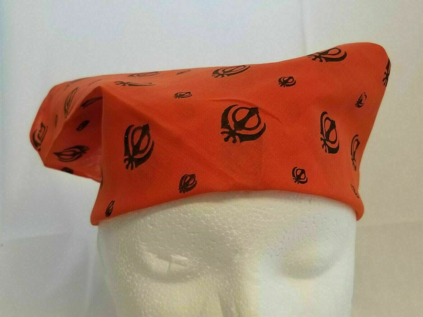 Sikh punjabi singh kaur orange khalsa khandas bandana head wrap gear rumal za2