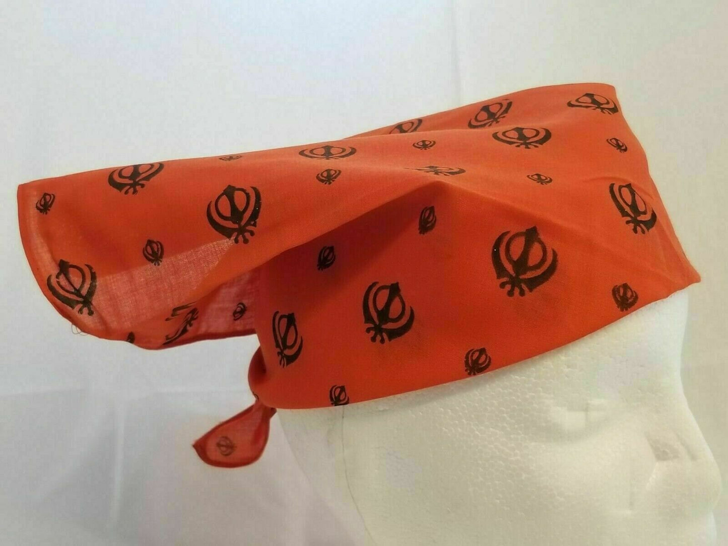 Sikh punjabi singh kaur orange khalsa khandas bandana head wrap gear rumal za2