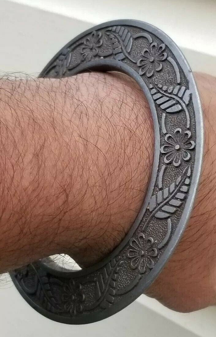 Sarbloh chakri vintage floral style kara  singh kaur khalsa bangle sikh kada m16