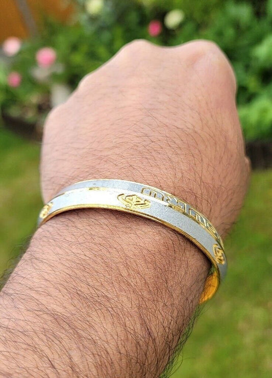 Khanda Waheguru Kara Gold Silver Plated Kada Sikh Singh Kaur Khalsa Bangle AA13