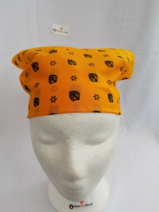 Sikh punjabi yellow khalsa khandas bandana head wrap gear rumal handkerchief