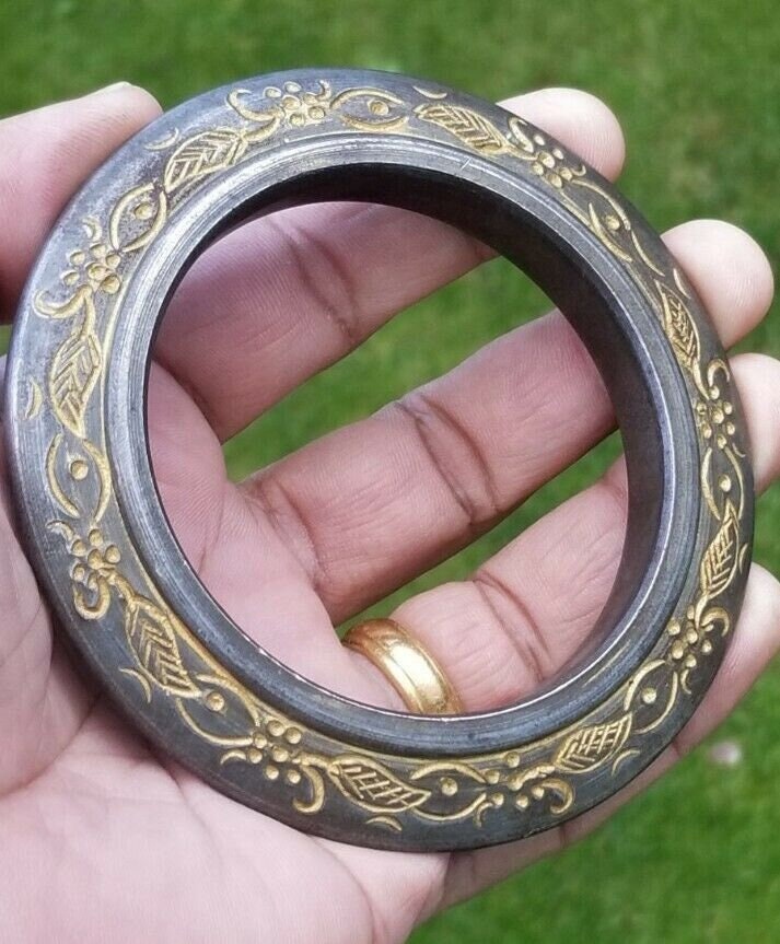 Sikh kara sarbloh floral engraved bangle singh kaur khalsa pure iron kada v15