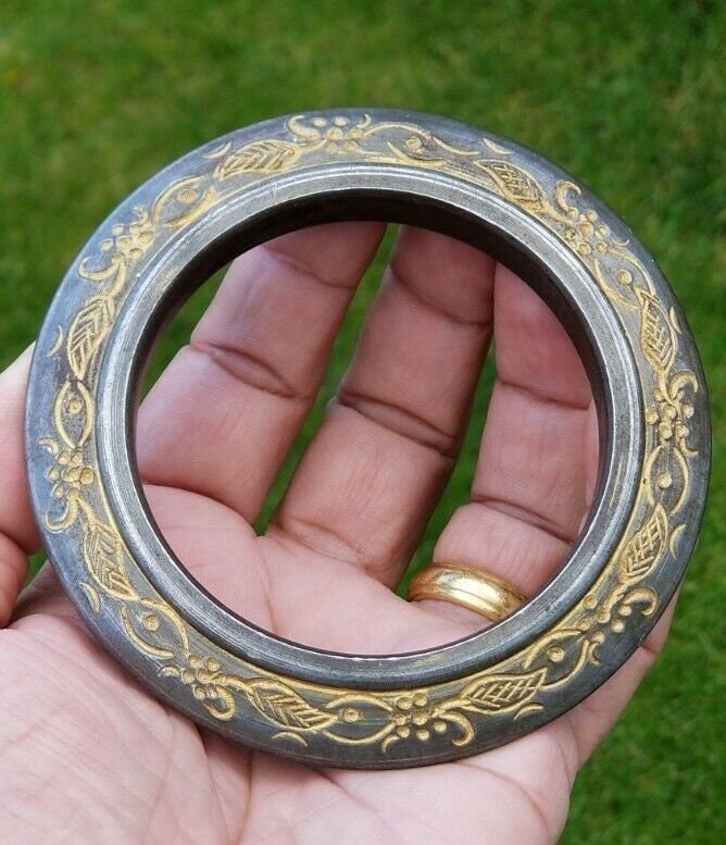 Sikh kara sarbloh floral engraved bangle singh kaur khalsa pure iron kada v15