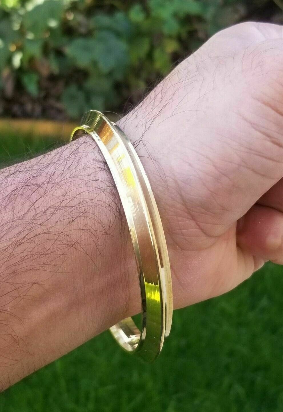 Brass Kara One Edge Gold Look Sikh Singh Bangle Kaur Khalsa kada bracelet L4 New