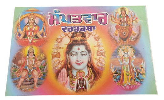 Sapatvaar Vrat Katha Seven days Fasting in Gurmukhi Punjabi Hindu Book Good Luck Prayers Evil Eye Protection Shield Poojan Vidhi Aarti B72