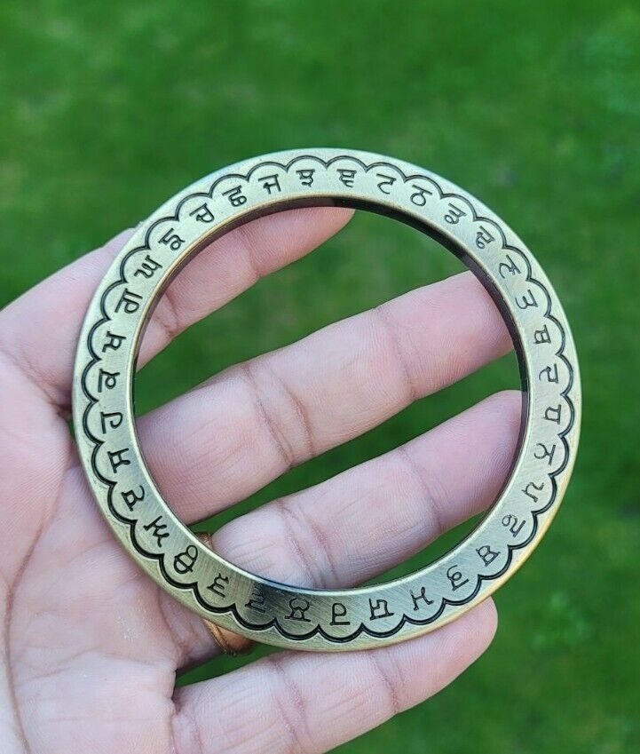 Sant bhindranwale kara gurmukhi kada antique gold plated sikh singh bangle e21