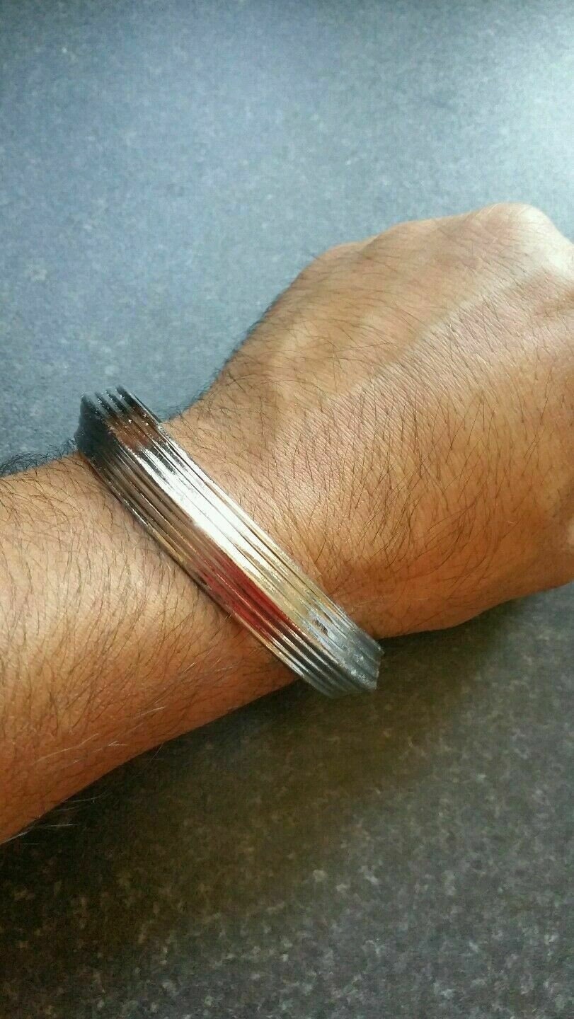 Authentic sarbloh pure steel iron sikh singh khalsa kara 7 line kada bracelet m5