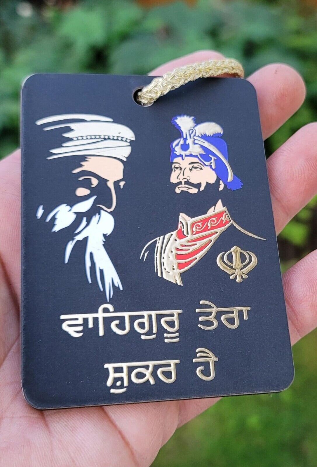 Sikh Guru Gobind Nanak Dev Car Mirror HANGER Punjabi Singh Kaur Wood Pendant GG7