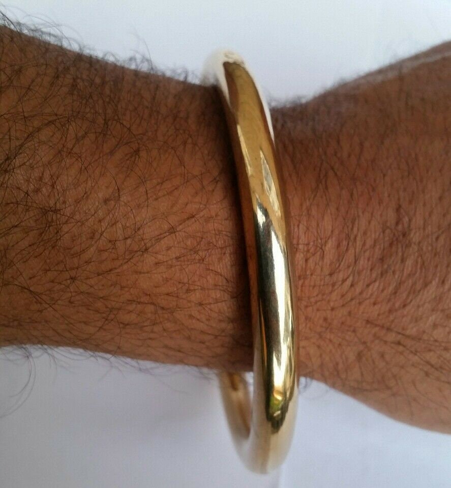 Sikh Brass Kara Stunning 22ct Gold Look Chunky Round Smooth Kada Hindu Bangle K7