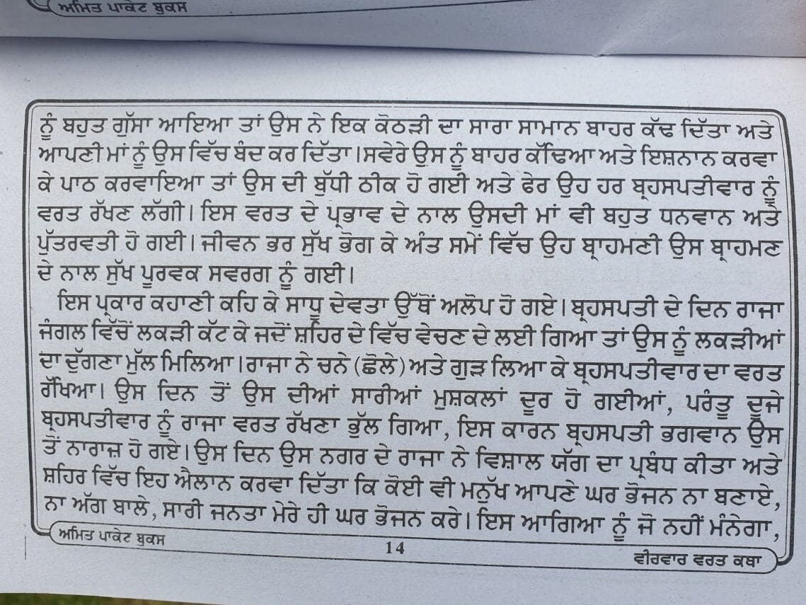 Veervaar Vrat Katha Thursday Katha in Punjabi Hindu Fasting Book Good Luck Prayers Evil Eye Protection Shield Poojan Vidhi Vidhan Aarti B72