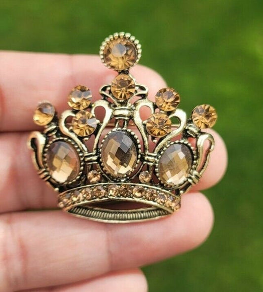 Jubilee crown brooch vintage look queen broach stunning gold plated pin kk4 new