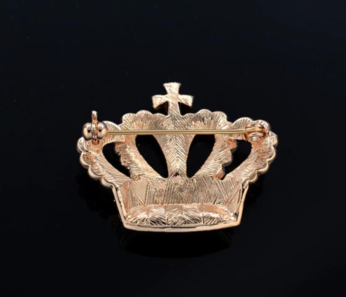 Queen crown brooch pin stunning diamonte gold silver plated broach royal designs