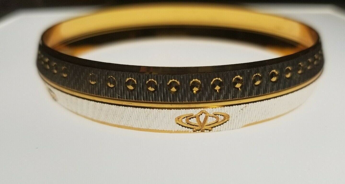 Khanda Kara Two Tone Silver Gold Plated Kada Sikh Singh Kaur Khalsa Bangle U